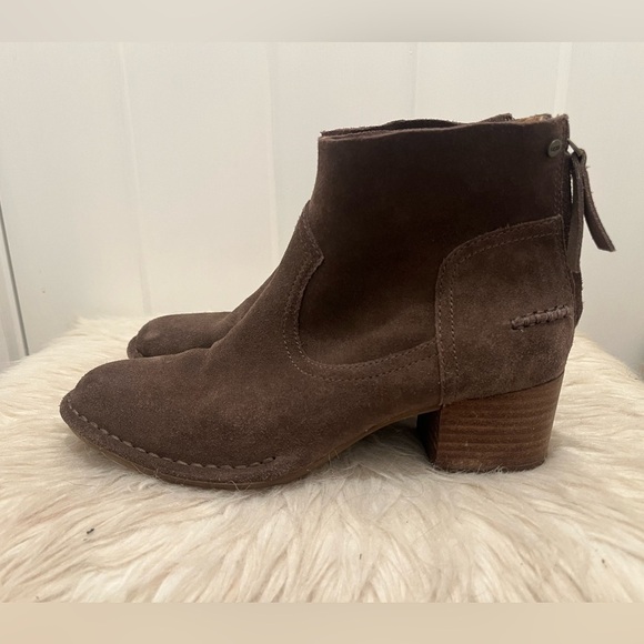 UGG Bandera Women’s Ankle Boots Size 6.5 Chesnut Suede Block Heel Back Zip - Picture 1 of 8